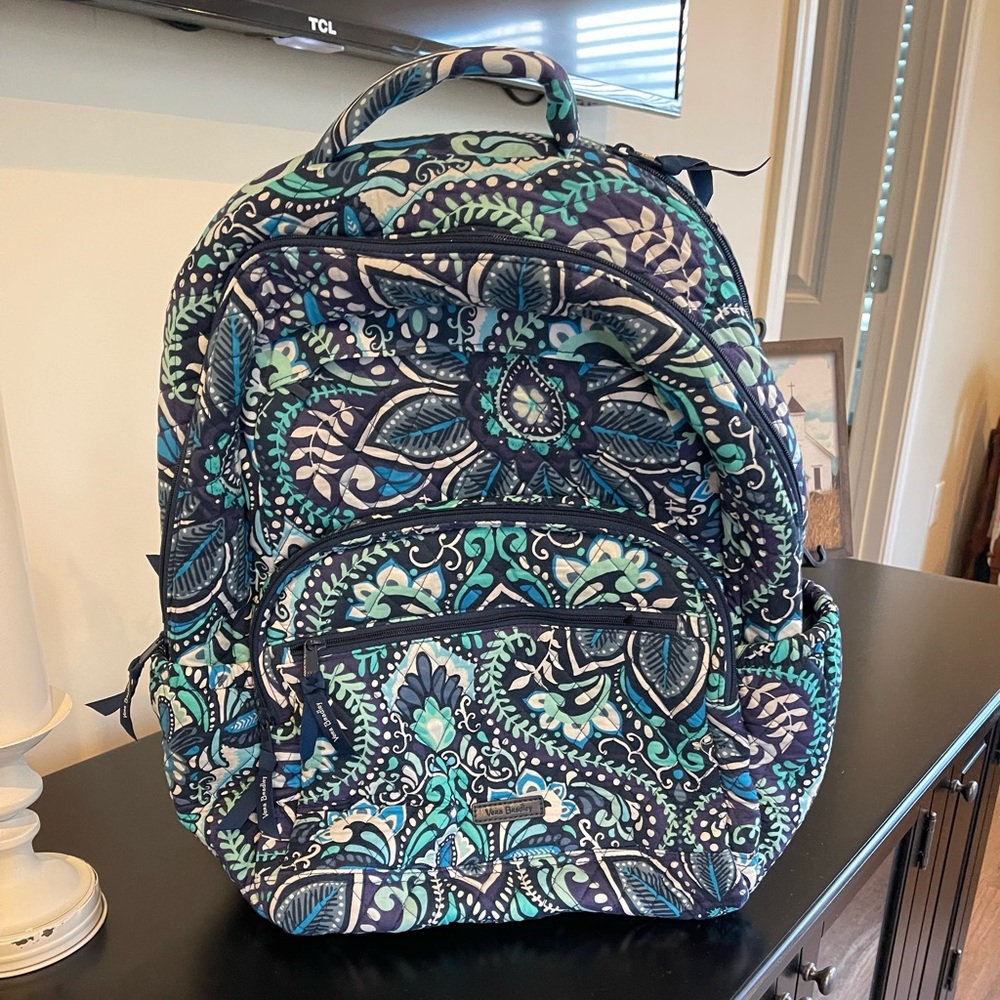 Vera Bradley Teal and Navy Floral Backpack